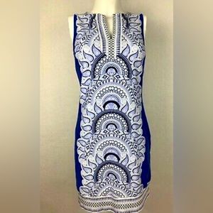 NWT’s New York and Company Blue White Paisley Sleeveless Sheath Dress